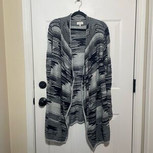 Lucky Brand Women's Gray and Black Striped Cardigan